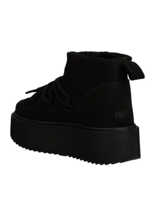 Suede Γυναικεία Μποτάκια με Πλατφόρμα Μαύρα
