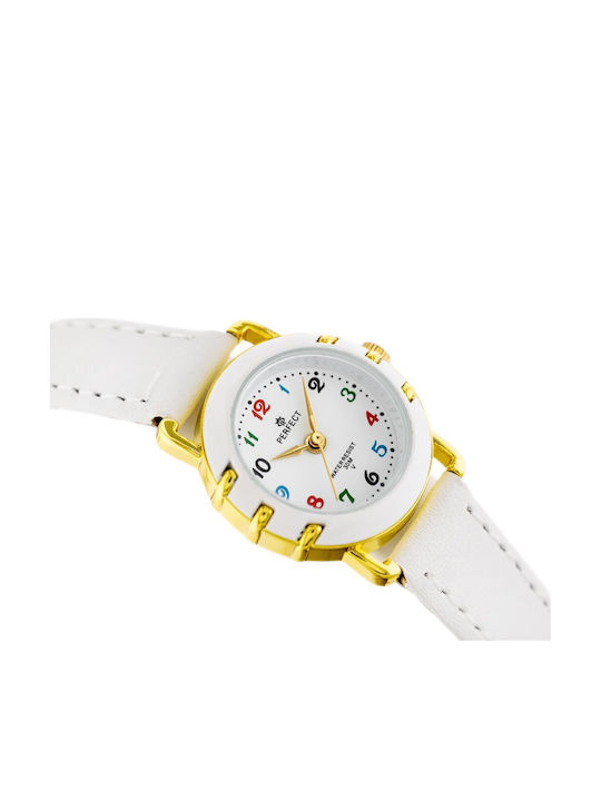 Perfect Kids Analog Watch with Leather Strap White