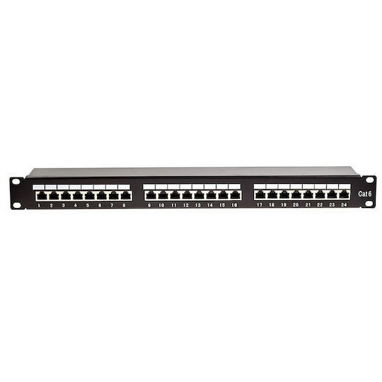 24-портов пач панел 1U FTP Cat.5e Krone+110 с интегрирана кабелна поддръжка Emtex