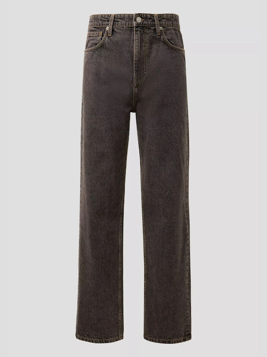 Pantaloni De Blugi Pentru Bărbați Lejeri Linie Straight Fit Gri Închis