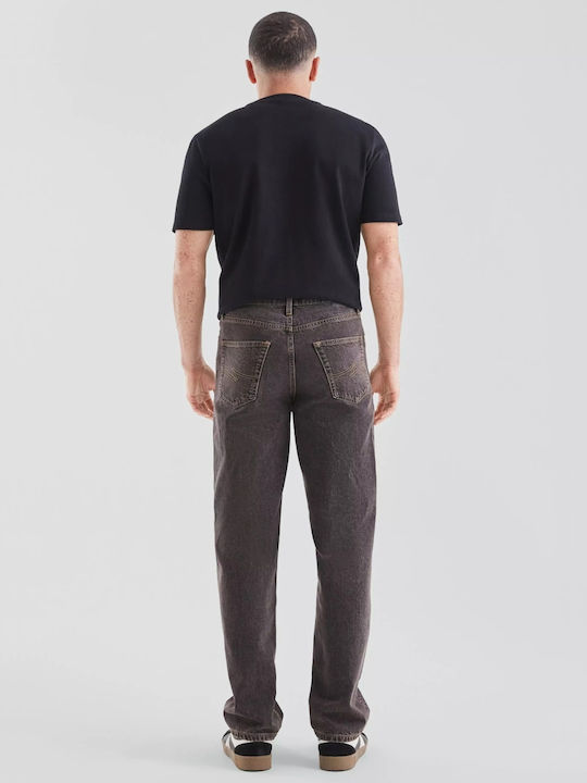 Pantaloni De Blugi Pentru Bărbați Lejeri Linie Straight Fit Gri Închis