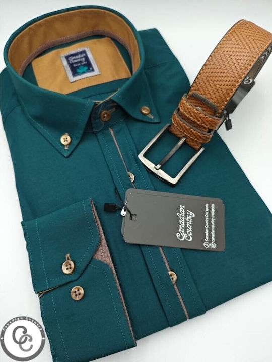 Cămașă Mânecă Lungă În Linie Regular Fit Verde