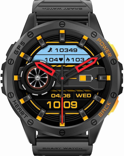 Gravity GT24 48mm Smartwatch with Heart Rate Monitor Black