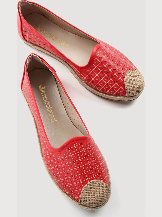 Women's Leather Espadrilles Red
