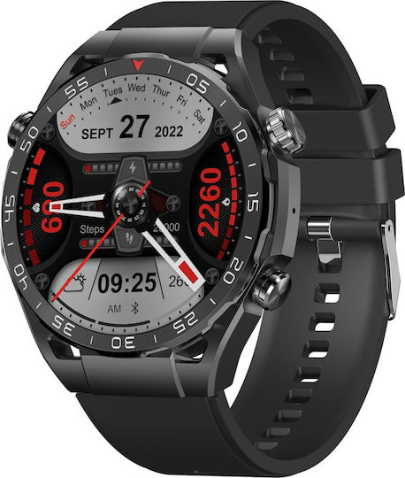 Gravity GT13 52mm Smartwatch με Παλμογράφο (Μαύρο)