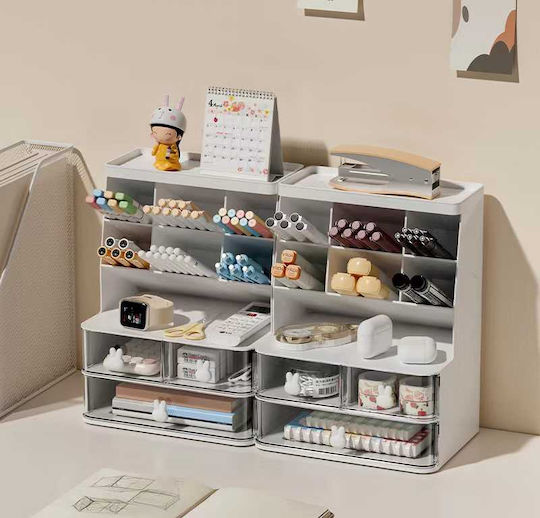 Office Organizer Compartments Plastic White 22.3x17x30 Cm Aria Trade
