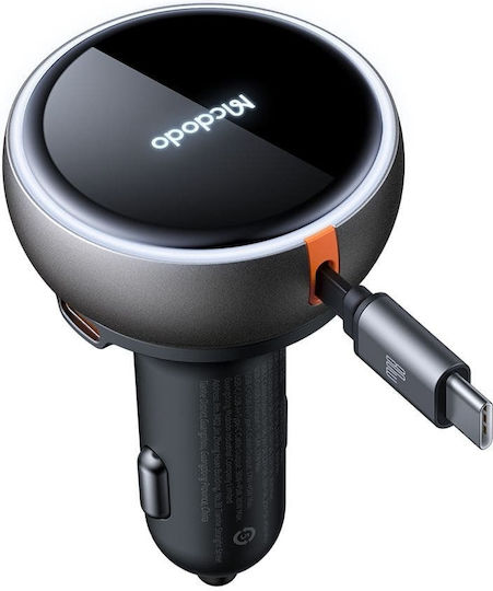 Mcdodo Cc-4850 Auto-Ladegerät 80W 7A Schnellladung mit einem Anschluss: 1xUSB mit Kabel Typ-C,TC-TC Schwarz Farbe