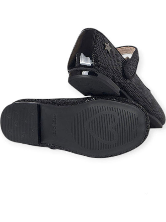 Kids Anatomic Leather Ballerinas with Hoop & Loop Closure Black