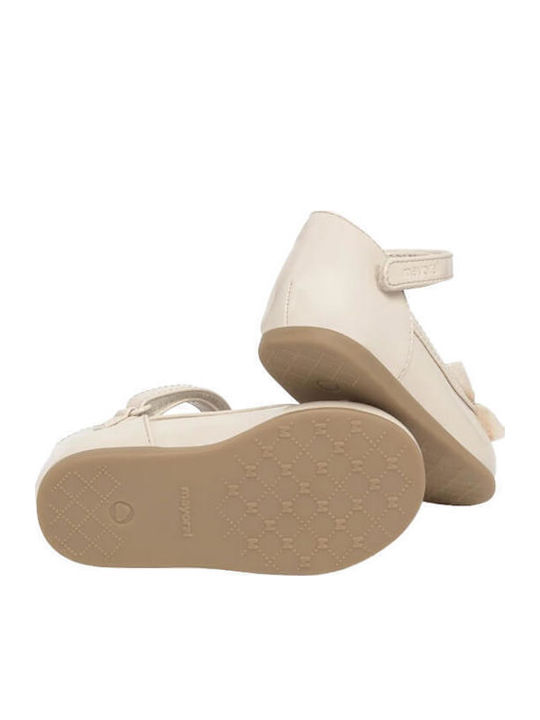 Kids Patent Leather Ballerinas with Hoop & Loop Closure Gold