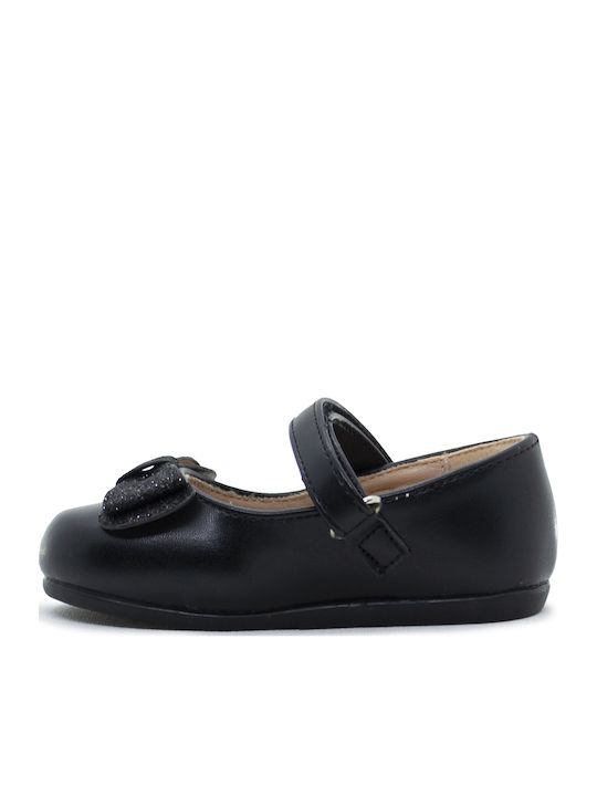 Kids Anatomic Ballerinas with Hoop & Loop Closure Black