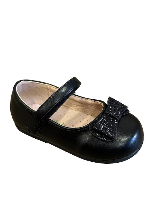 Kids Anatomic Ballerinas with Hoop & Loop Closure Black