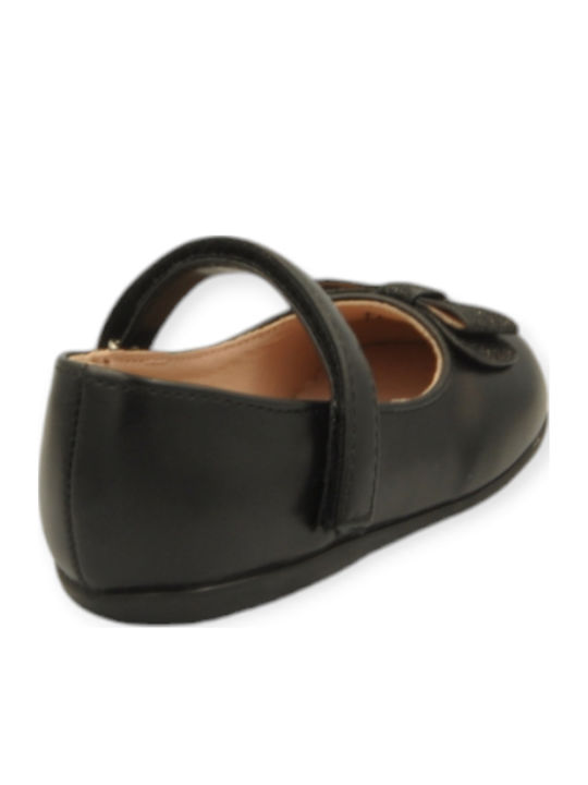 Kids Anatomic Ballerinas with Hoop & Loop Closure Black