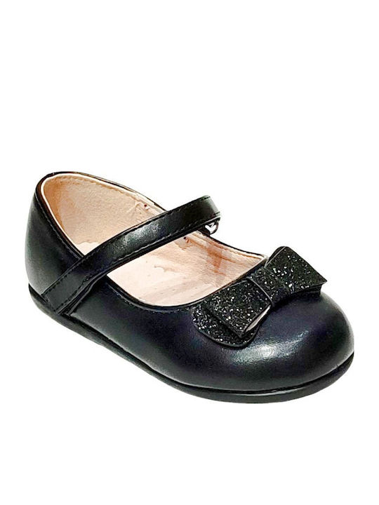 Kids Anatomic Ballerinas with Hoop & Loop Closure Black