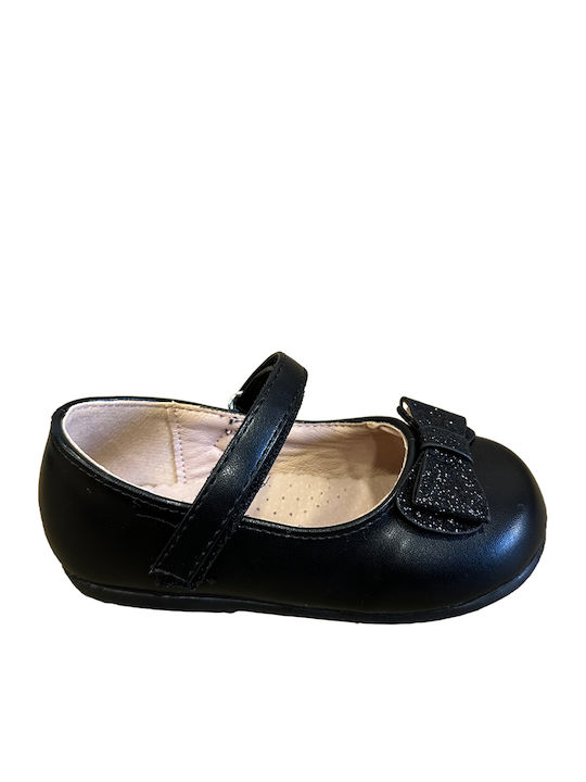Kids Anatomic Ballerinas with Hoop & Loop Closure Black