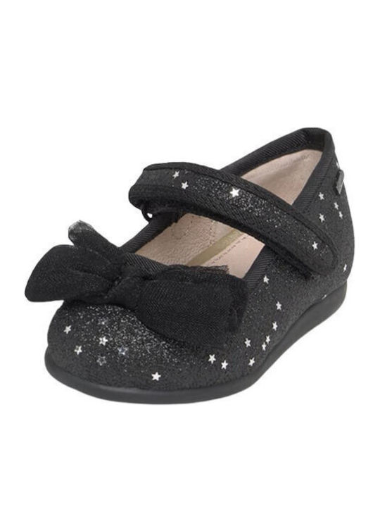 Kids Anatomic Leather Ballerinas with Hoop & Loop Closure Black