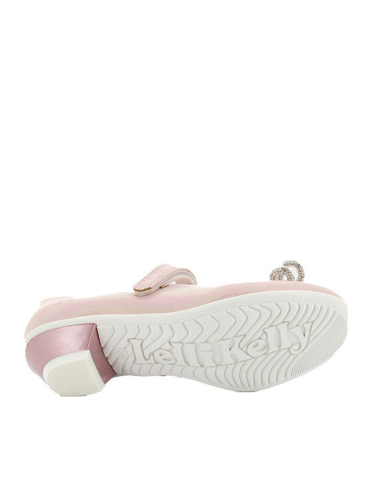 Kids Leather Ballerinas Doroty with Hoop & Loop Closure Pink