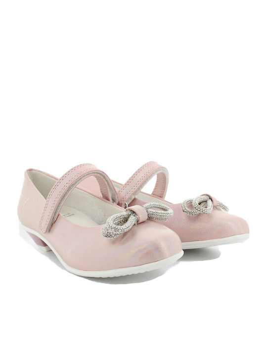 Kids Leather Ballerinas Doroty with Hoop & Loop Closure Pink