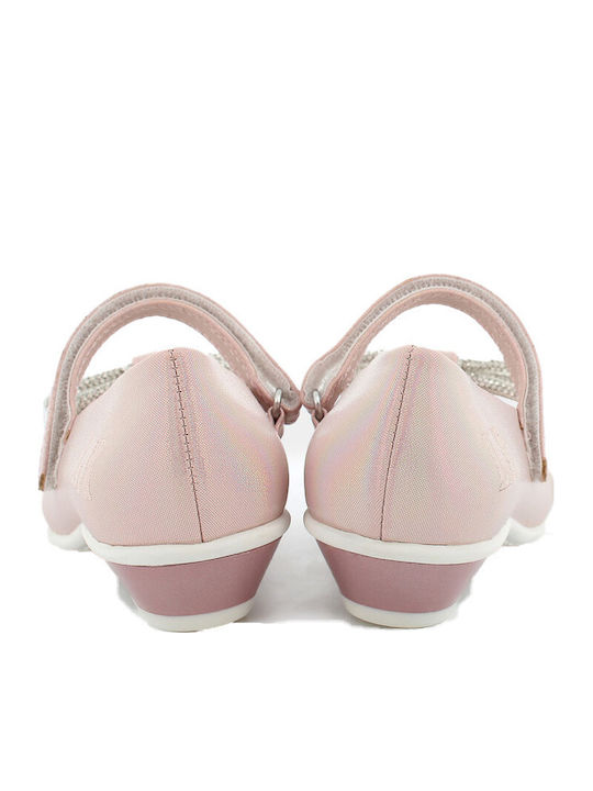 Kids Leather Ballerinas Doroty with Hoop & Loop Closure Pink
