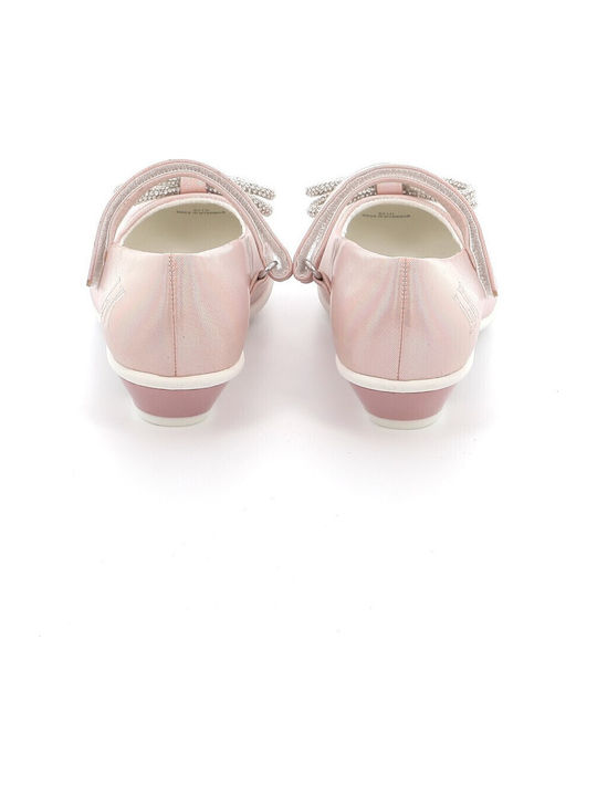 Kids Leather Ballerinas Doroty with Hoop & Loop Closure Pink
