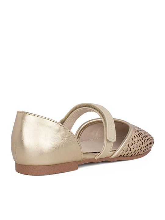 Kids Ballerinas with Hoop & Loop Closure Gold