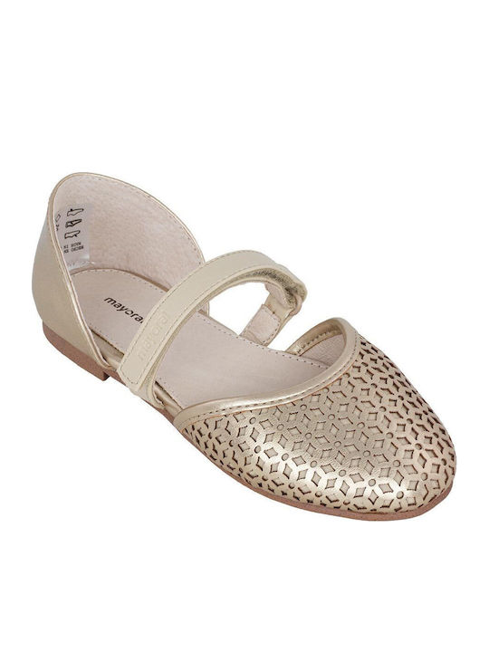 Kids Ballerinas with Hoop & Loop Closure Gold