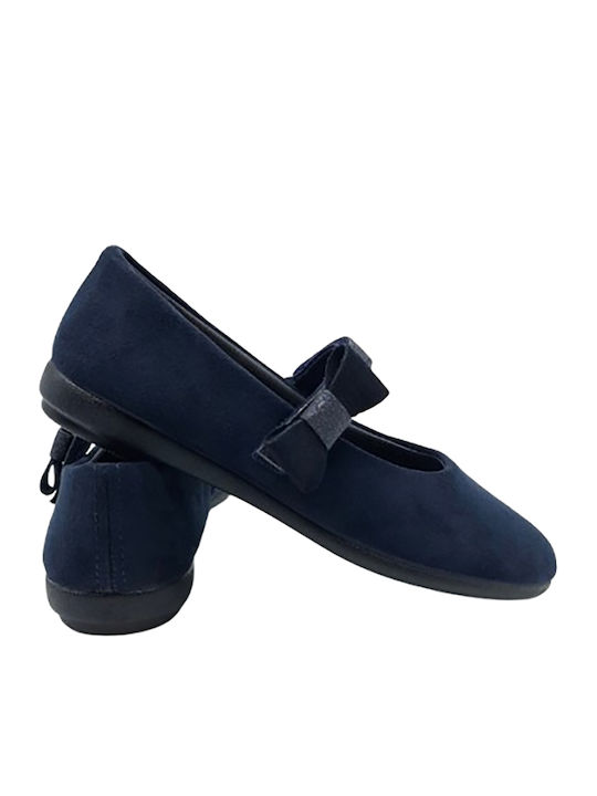 Παιδικές Μπαλαρίνες Anatomisch mit Bügel- und Schleifenverschluss Stoff Blau
