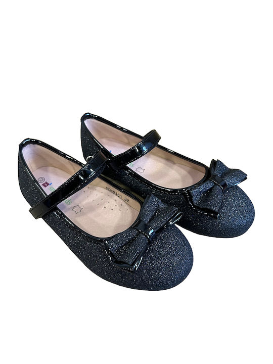 Kids Anatomic Ballerinas with Hoop & Loop Closure Black