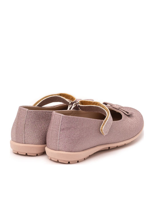 Kids Anatomic Leather Ballerinas with Hoop & Loop Closure Pink