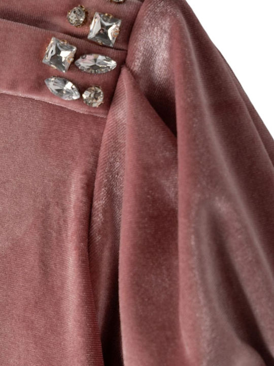 Kinderkleid Kurzärmelig Samt Pink