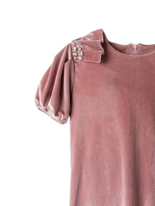 Kinderkleid Kurzärmelig Samt Pink