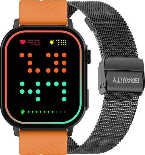 Gravity GT15 40mm Smartwatch with Heart Rate Monitor Black / Orange