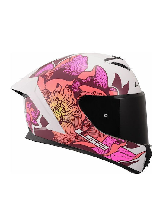 LS2 FF820 Rapid III Poppies II Gloss White/Pink Κράνος Μηχανής Full Face ECE 22.06 1350gr