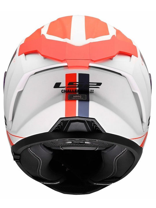 LS2 Challenger II FF817 Titan Matt White/Blue/Red Motorcycle Helmet Full Face ECE 22.06 with Sunvisor