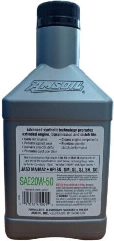 Amsoil 4T Performance Синтетично Масло за мотоциклети за четиритактови двигатели 20W-50 1лт