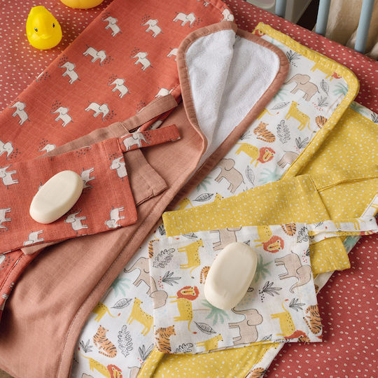 Kentia Yn 25 Animals Baby Burp Cloth Galben 72x42εκ. 2buc