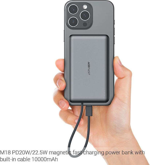 Acefast M18 MagSafe Power Bank 10000mAh with USB-C Port Power Delivery Black