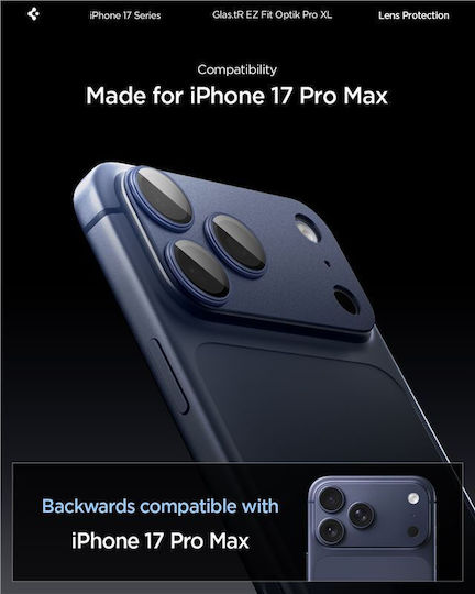 Spigen Optik Pro XL EZ Fit Camera Protection Tempered Glass Blue for the iPhone 17 Pro Max