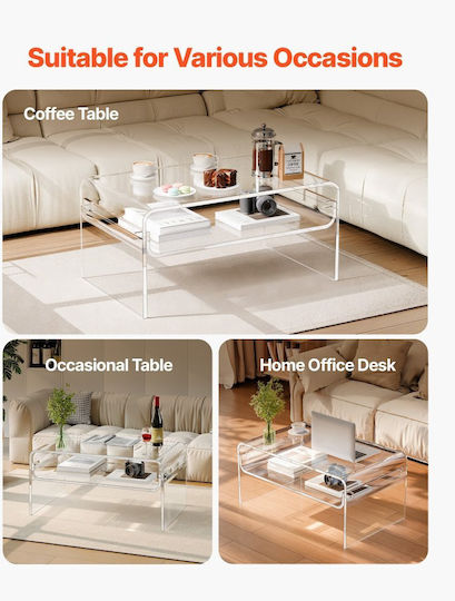 Rectangular Side Table Glass Transparent L50xW80xH38cm.