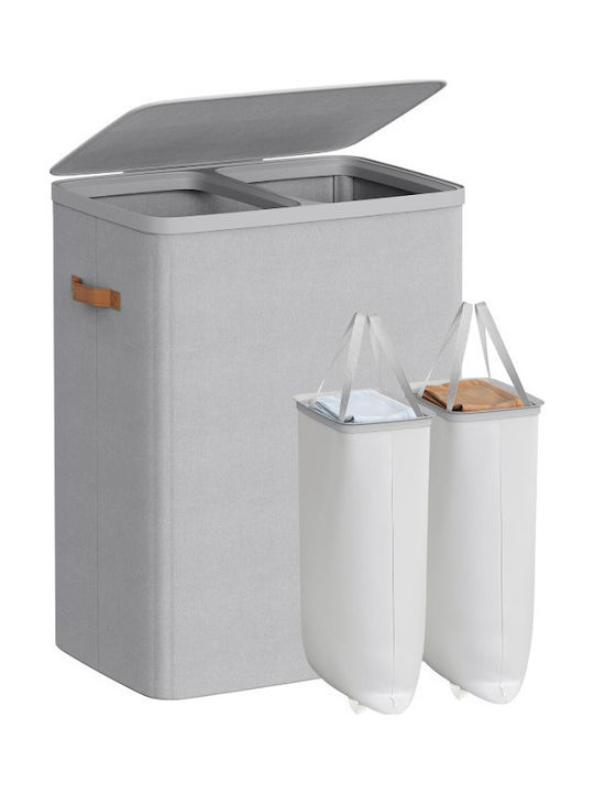 Songmics Перилна Кошница Текстил с Капак 56x40x75см Сив