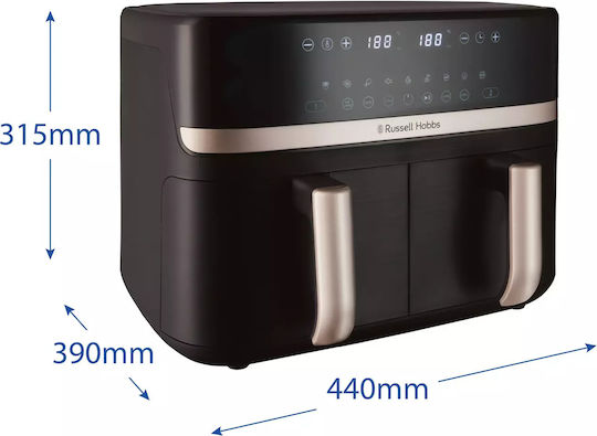 Russell Hobbs Satisfry Friteuză cu aer cu Coș Detașabil Dublu 9lt Negru