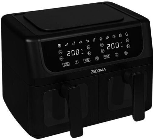 Zeegma Heißluftfritteuse mit Doppel-Abnehmbarer Korb 9Es Schwarz