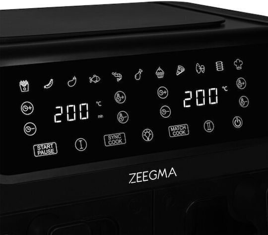 Zeegma Heißluftfritteuse mit Doppel-Abnehmbarer Korb 9Es Schwarz