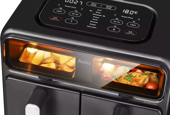 Amica Air Fryer with Double Detachable Bucket 8lt Black 1367586