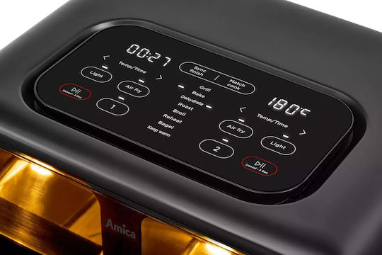 Amica Air Fryer with Double Detachable Bucket 8lt Black 1367586