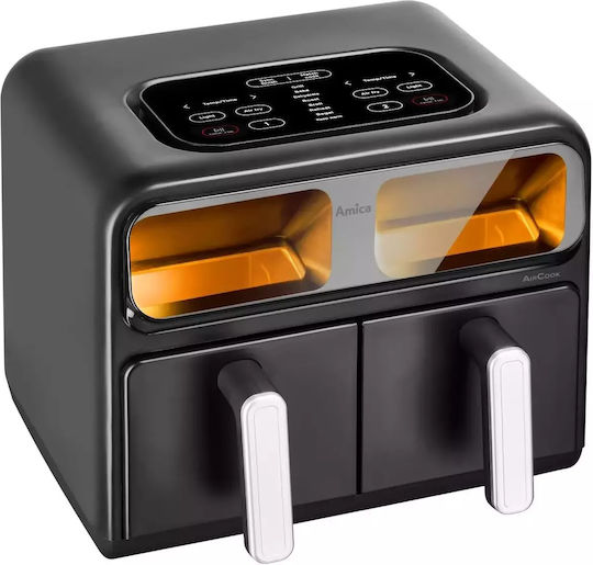 Amica Air Fryer with Double Detachable Bucket 8lt Black 1367586