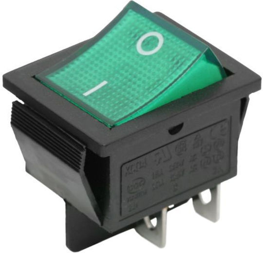 Set 5 Bucăți Comutatoare On-Off Tip Balansoar 1 Circuit 16A-250V Lumină Verde