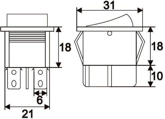 Set 5 Bucăți Comutator Balansoar 1-circuit 16A-250V On-Off Roșu Lumini