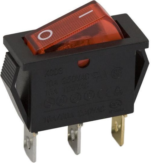 Set 5 Pieces Rocker Switch 1 Circuit 10a-250v Off-on Red Light