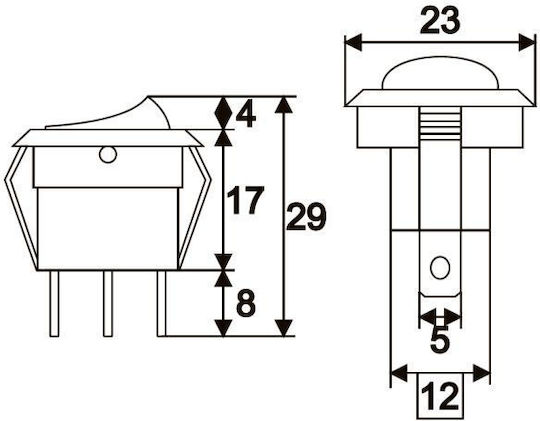 Set 5 Bucăți Comutatoare On-Off Balansoar 1-circuit 16A-12VDC Galbene Cu Led