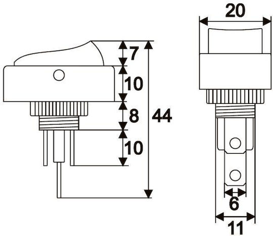 Set 5 Pieces 1-circuit 20a-12vdc Rocker Switch Off-on Yellow Led